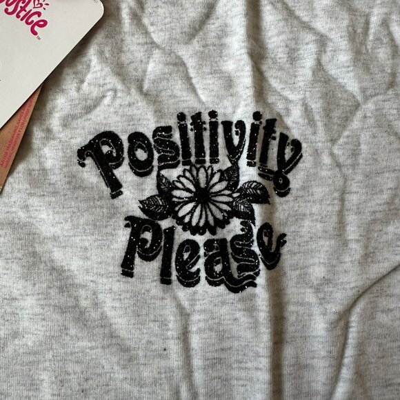 Justice girls size large long sleeve graphic tee shirt in gray with glitter - Picture 10 of 11